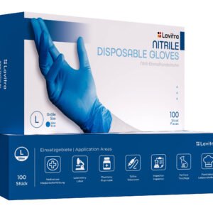 Lavitra Nitrilhandschuhe Größe L 100 Stück in blau, Einmalhandschuhe